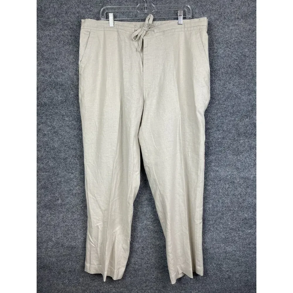 Men's Havanera Classic-Fit Linen-Blend Drawstring Pants in Stone/Natural, XL/TG‎